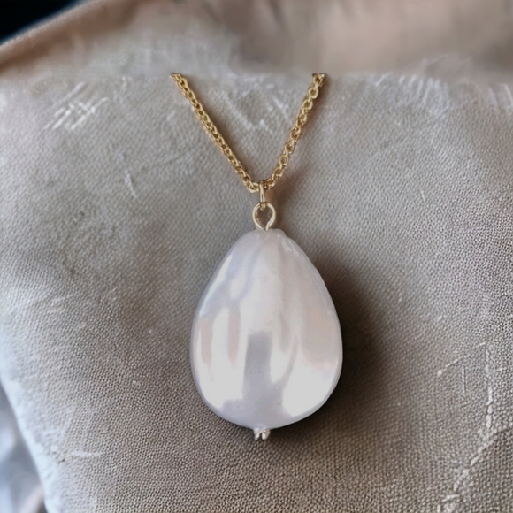 NWT Hand Crafted 14k Gold Filled Freshwater Pearl Pendant Necklace - Picture 3 of 14